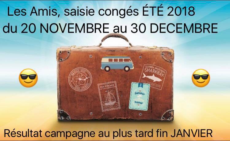 You are currently viewing SAISIE CONGES ETE 2018 DU 18 NOVEMBRE AU 30 DECEMBRE